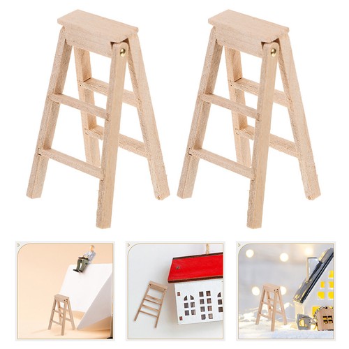 3pcs miniature wood ladders - miniature,