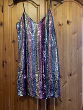 ASOS 12 Rainbow Sequins Mini Dress Party Evening