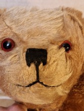 Vintage 1940s Straw Filled Teddy Bear Dog Pillow Case