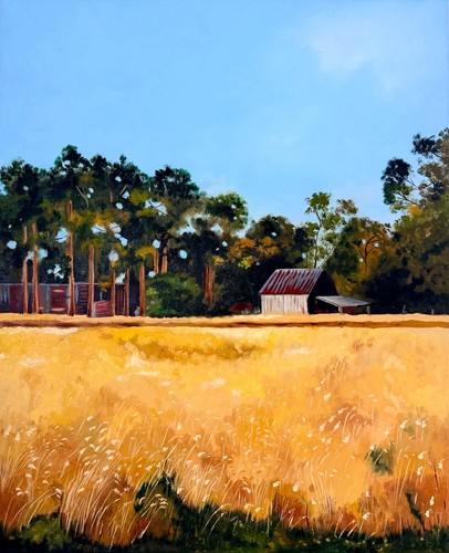 Landscape rusted roof - , oil
