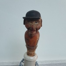 VINTAGE ANRI CARVED WOODEN GNOME BOTTLE STOPPER