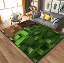 Minecraft Game Floor Mat Cartoon Bedroom Drifting Window Carpet Crystal Velvet