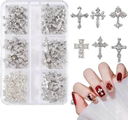 Cross nail charms 60pcs - 60pcs, 3d