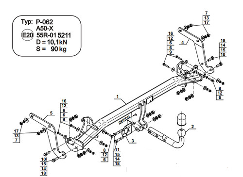 Swan neck tow bar - bar, peugeot