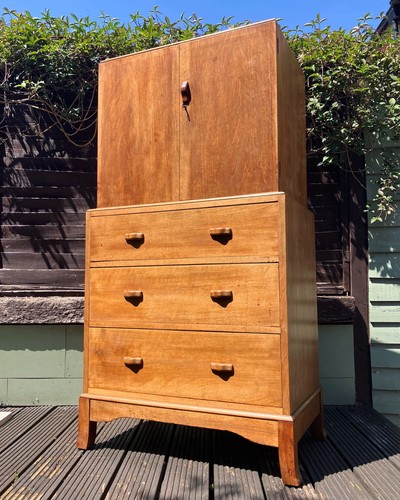 1930s oak tallboy cabinet - tallboy,