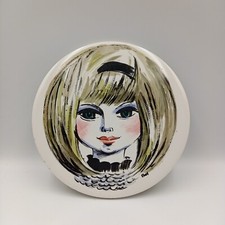 H&R JOHNSON TILES LTD, England 1960s gir woman face  Circular 6" Diameter Trivet