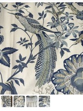 Pair Sanderson Suva Curtains Blue Cream 43 Inch Drop 48 Inch Wide Each