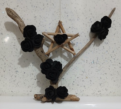 Driftwood pentagram ornament - driftwood,