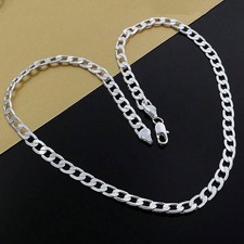 Genuine 925 Sterling Silver Curb Chain Necklace 2-12mm 18"/20"/22"/24"Jewelry UK