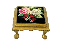 Michelle Hipkins Needlepoint Foot Stool Floral Doll House Artisan 1/12 Miniature