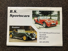 B.S. SPORTSCARS ROADSTER & SPRINT KIT CAR BROCHURE 1988 - V.RARE