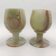 Green Onyx Goblets x2 Wine