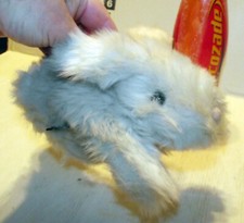9" WHITE AND GREY RABBIT HAND