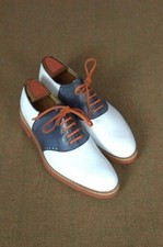Handcrafted Men's White Blue