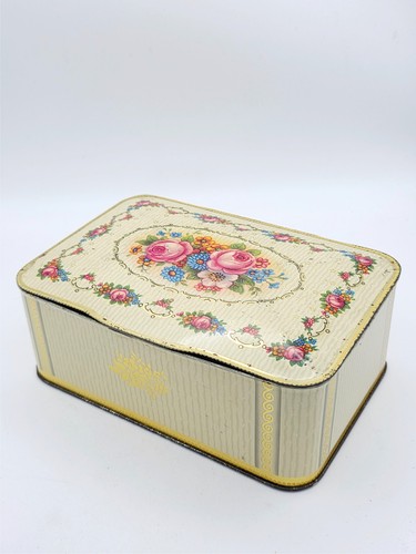 Vintage floral tin chintz rose - tin,