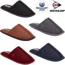 DUNLOP MENS SLIPPERS NEW WINTER WARM FUR COSY LUXURY INDOOR SLIP ON SHOES SIZE