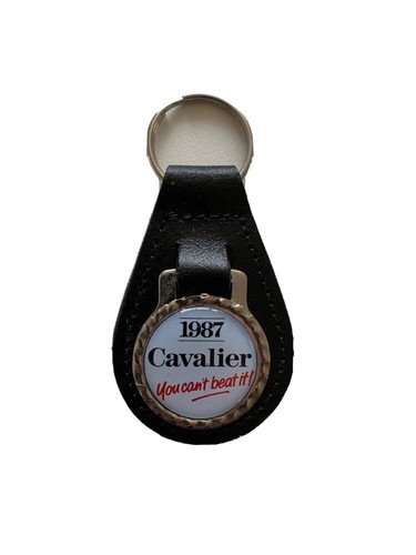 Black leather keyring - black, fob