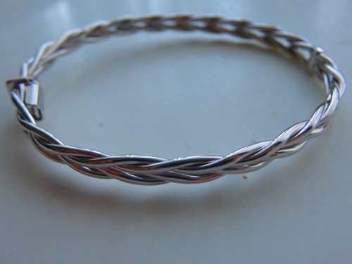 Gold braided hinged bangle - gold,