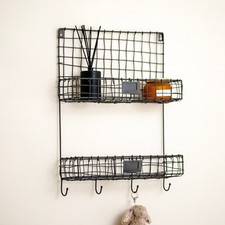 Wire 2 Tier Wall Shelf With 4