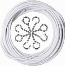 ASIWUJING Curtain Wire 5 Metres Net Curtain Wire Cord Cable with 6 Hooks and 6 