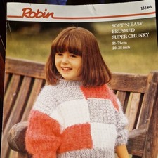 Robin 13586 knitting pattern super Chunky Striped Pattern Jumper 20-28” Original