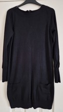 M&S Ladies Size 12 Black Woollen Style Jumper Dress