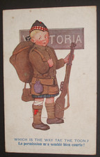 WW1 Comic Art SCOTTISH SOLDIER GLENGARRY CAP RIFLE VICTORIA WHICH WAY TAE TOON