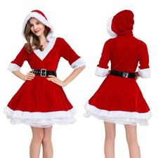 LADIES SANTA DRESS CHRISTMAS COSTUME SEXY FANCY DRESS MRS CLAUS XMAS OUTFIT