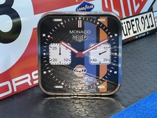 RARE 2000’s TAG HEUER MONACO GULF EDITION DEALER WALL CLOCK GARAGE SIGN