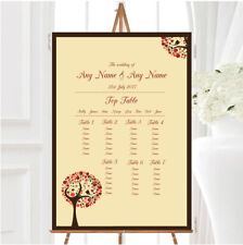 Shabby Chic Bird Tree Brown Vintage Personalised Wedding Seating Table Plan