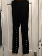 Necessary Evil Black And Sheer Cross Leggings With Corset Back Soft Goth M Emo