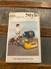 Style Super Size Floor Toys Elephant Camel Horse Vintage Sewing Pattern 4351