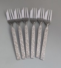 A Set of Six Continental Webber & Hill Cake / Pastry Forks 1960's Brazil Pattern