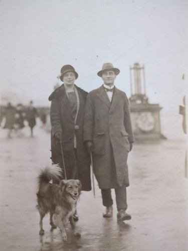 Rppc couple with dog - rppc, prom