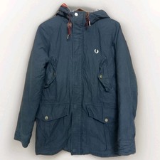 Fred Perry Portwood Parka Jacket Navy J7216 Tartan Lined Mod | Mens Size Small S