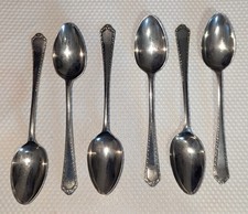 6 X Vintage Universal Silver Reg Stainless Nickel Sheffield Dessert Spoons