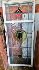 Set of  2 1930s original vintage leadlight hallway stained glass windows