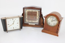 F x3 Vintage Mantle Clocks Inc Smiths - For Restoration Projects
