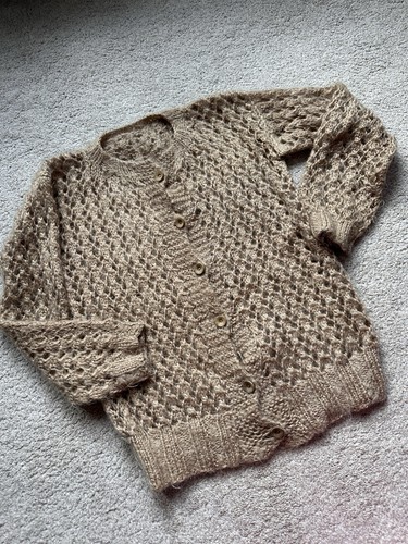 Hand knitted beige wool - hand, &
