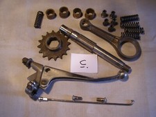 Motor bike parts, assorted, (Triumph Tiger Cub?).