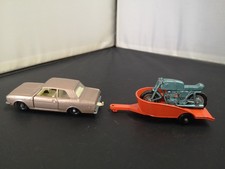 M418-MATCHBOX LESNEY No25 FORD CORTINA AND No38 HONDA MOTORCYCLE AND TRAILER
