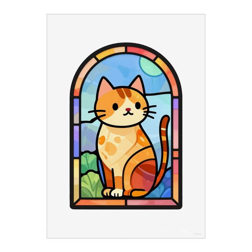 Stained glass cat wall art - glass,