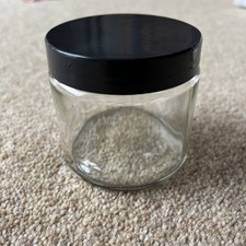 Round Jar Clear Glass Cosmetic Ointment 150ml with Black Lid craft storage gift