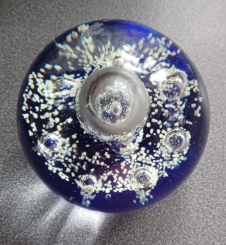 Large glass paperweight blue - paperweight,