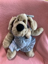 Ganzbros Wrinkles  Dog Puppet with bone and dress/pants  vintage 1981 ~15"