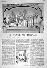 Antique Print 1925 Furniture Dining Room House Ladies Fashion Chiffon Frock