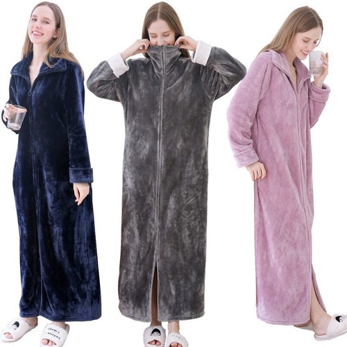 Womens mens long robes zip - womens,