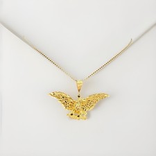14K Solid Gold Eagle Pendant