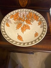 CHARLOTTE RHEAD CROWN DUCAL POTTERY CHARGER - GOLDEN LEAVES
