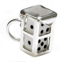 STERLING SILVER WHITE DICE IN CASE CHARM   